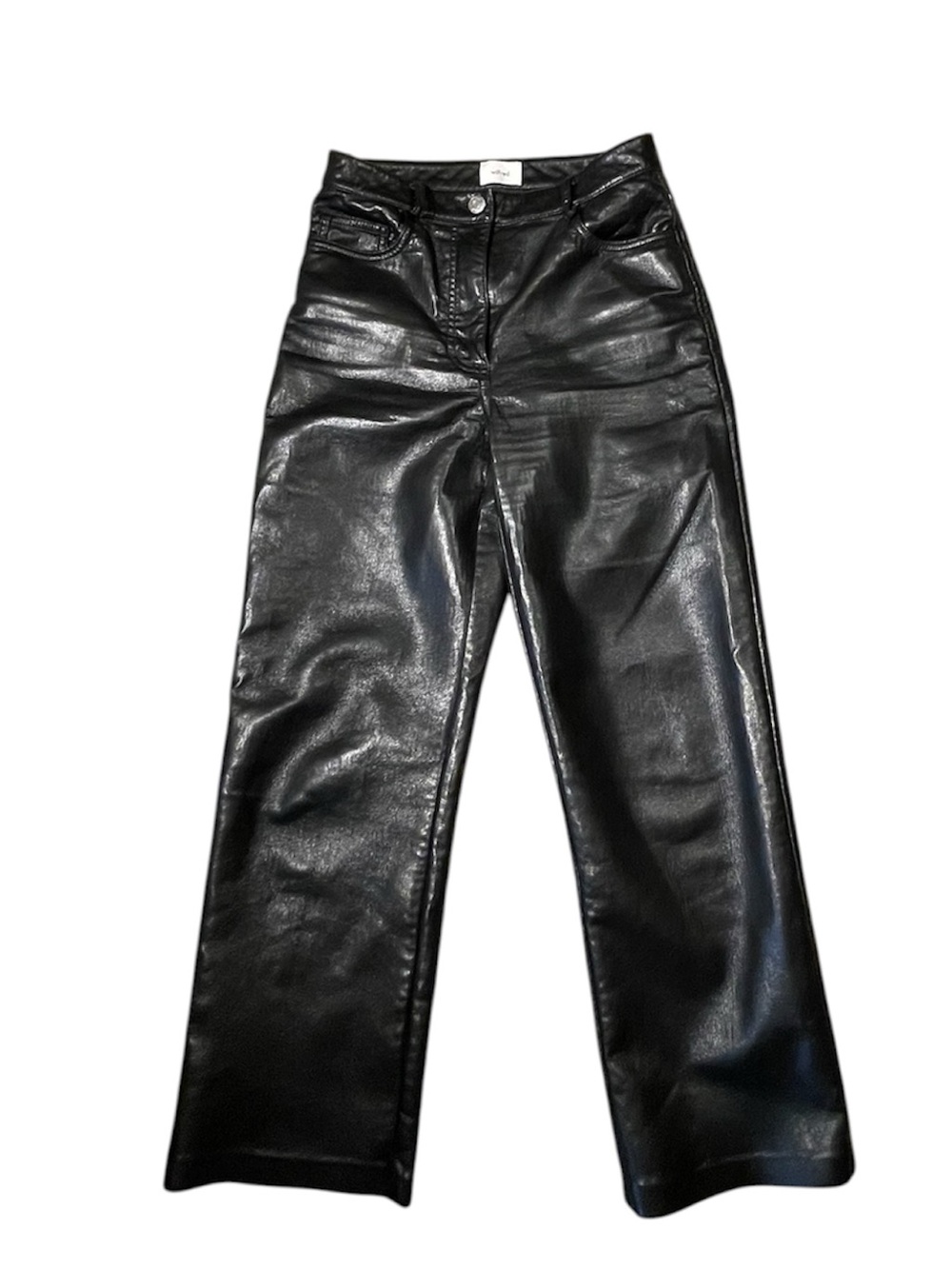 Aritzia Wilfred Black Faux Leather Straight Leg Pants Size 0